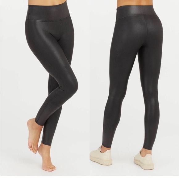 SPANX Faux Leather Liquid Leggings Medium - Picture 2 of 6